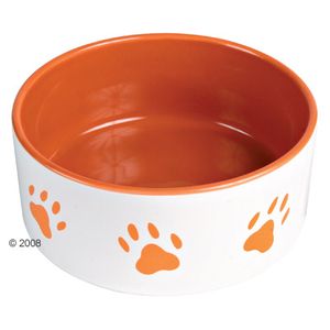 Ceramic Bowl with Orange Paw Prints