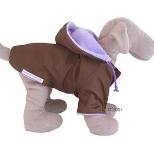 Dog Coat with Hood and Sleeves, Brown/Purple